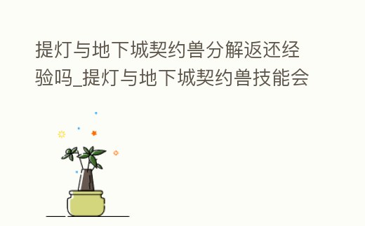 提燈與地下城契約獸分解返還經(jīng)驗(yàn)嗎_提燈與地下城契約獸技能會(huì)疊加嗎