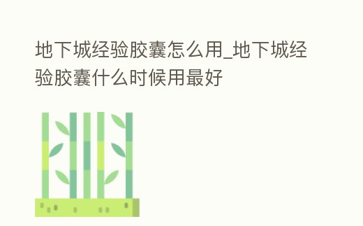 地下城經驗膠囊怎么用_地下城經驗膠囊什么時候用最好