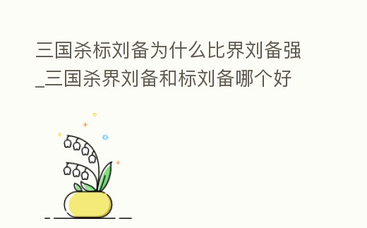 三國殺標劉備為什么比界劉備強_三國殺界劉備和標劉備哪個好