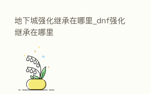 地下城強化繼承在哪里_dnf強化繼承在哪里