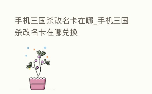 手機三國殺改名卡在哪_手機三國殺改名卡在哪兌換