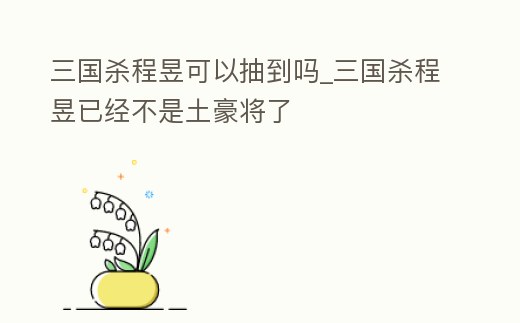 三國殺程昱可以抽到嗎_三國殺程昱已經不是土豪將了