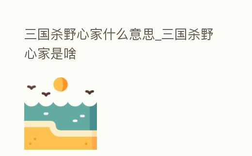 三國殺野心家什么意思_三國殺野心家是啥