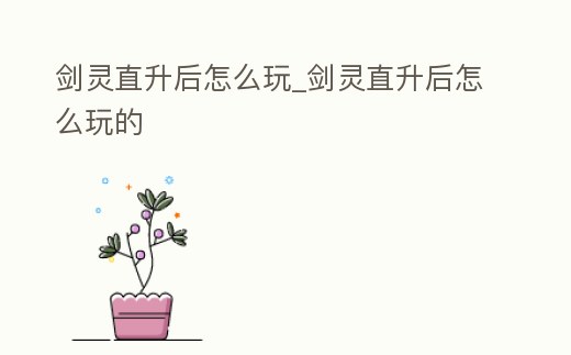 劍靈直升后怎么玩_劍靈直升后怎么玩的