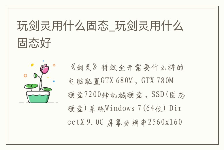 玩劍靈用什么固態_玩劍靈用什么固態好