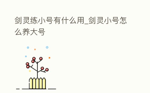 劍靈練小號有什么用_劍靈小號怎么養(yǎng)大號