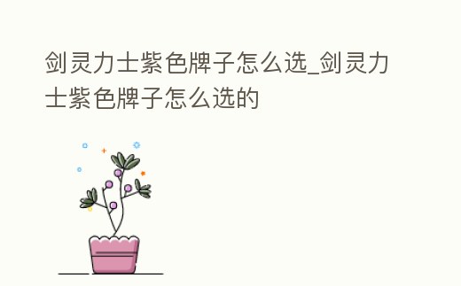 劍靈力士紫色牌子怎么選_劍靈力士紫色牌子怎么選的