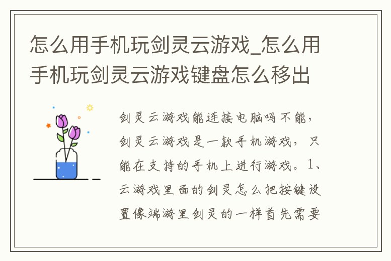 怎么用手機(jī)玩劍靈云游戲_怎么用手機(jī)玩劍靈云游戲鍵盤(pán)怎么移出來(lái)