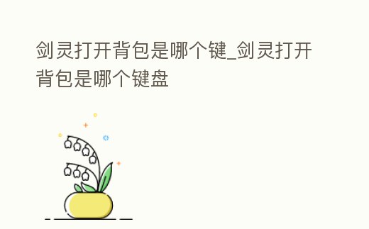 劍靈打開背包是哪個鍵_劍靈打開背包是哪個鍵盤
