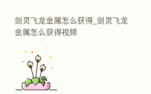 劍靈飛龍金屬怎么獲得_劍靈飛龍金屬怎么獲得視頻