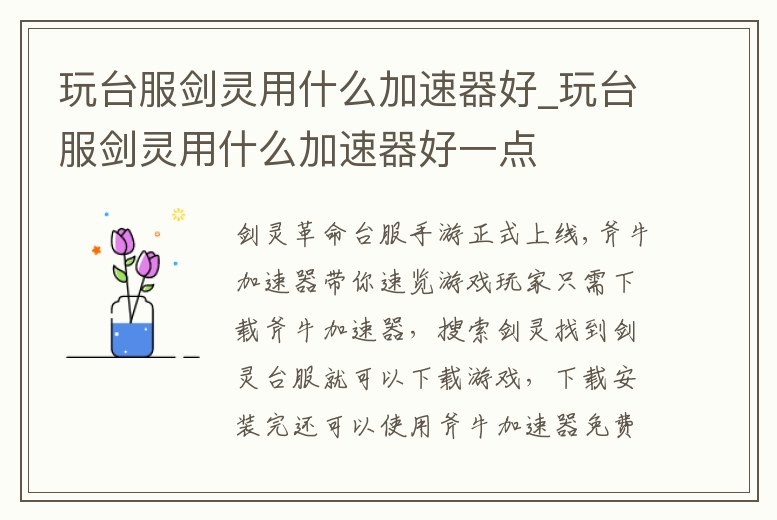 玩臺(tái)服劍靈用什么加速器好_玩臺(tái)服劍靈用什么加速器好一點(diǎn)