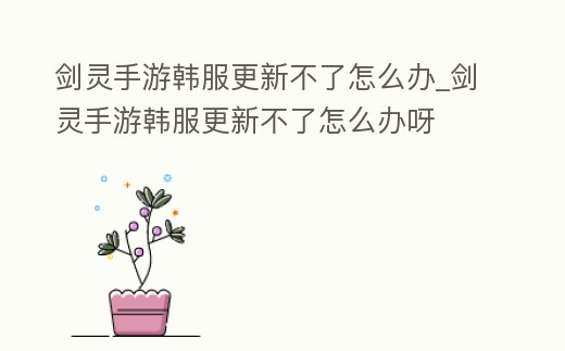 劍靈手游韓服更新不了怎么辦_劍靈手游韓服更新不了怎么辦呀
