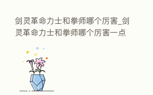 劍靈革命力士和拳師哪個厲害_劍靈革命力士和拳師哪個厲害一點