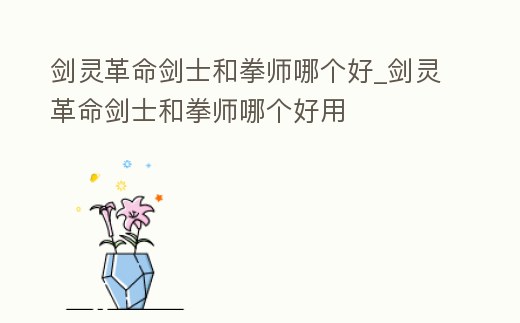 劍靈革命劍士和拳師哪個好_劍靈革命劍士和拳師哪個好用