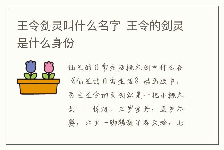 王令劍靈叫什么名字_王令的劍靈是什么身份