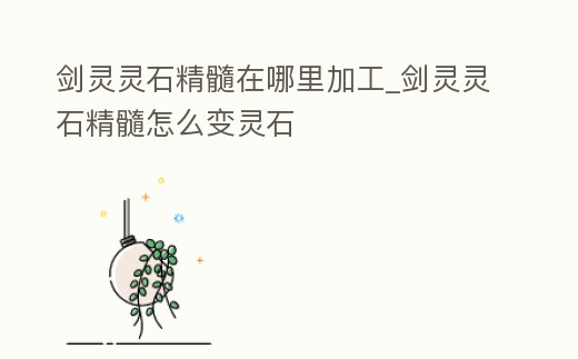 劍靈靈石精髓在哪里加工_劍靈靈石精髓怎么變靈石