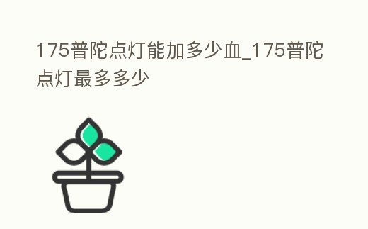 175普陀點燈能加多少血_175普陀點燈最多多少