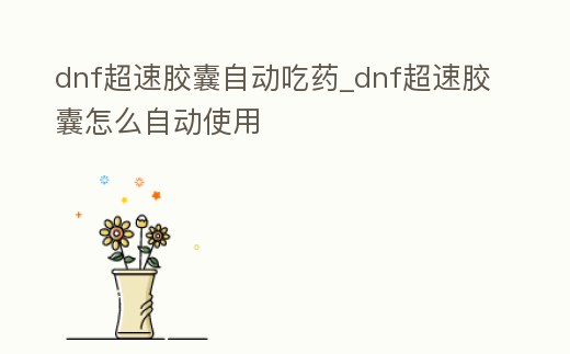 dnf超速膠囊自動(dòng)吃藥_dnf超速膠囊怎么自動(dòng)使用