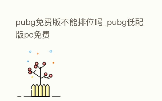 pubg免費(fèi)版不能排位嗎_pubg低配版pc免費(fèi)
