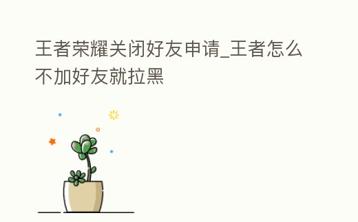 王者榮耀關(guān)閉好友申請_王者怎么不加好友就拉黑