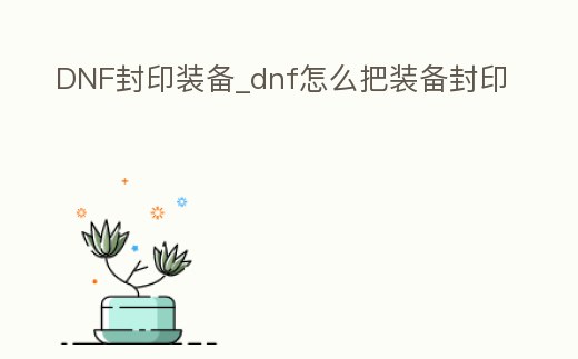 DNF封印裝備_dnf怎么把裝備封印