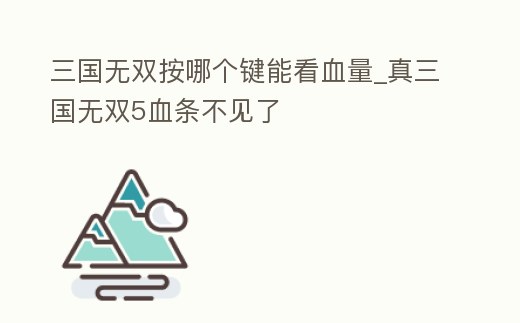 三國無雙按哪個鍵能看血量_真三國無雙5血條不見了