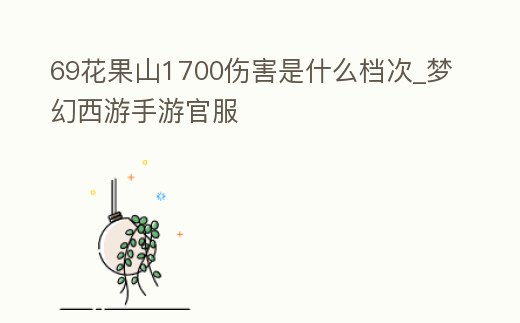 69花果山1700傷害是什么檔次_夢幻西游手游官服