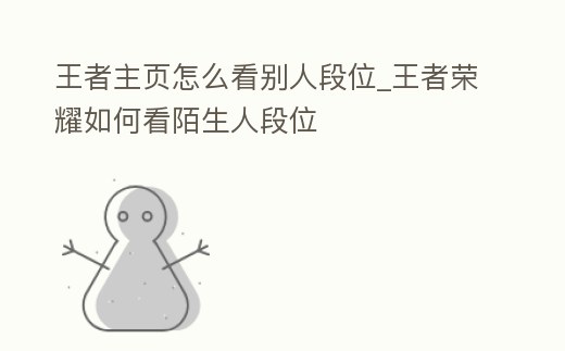 王者主頁怎么看別人段位_王者榮耀如何看陌生人段位