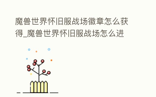 魔獸世界懷舊服戰(zhàn)場(chǎng)徽章怎么獲得_魔獸世界懷舊服戰(zhàn)場(chǎng)怎么進(jìn)