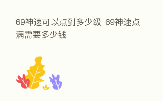 69神速可以點到多少級_69神速點滿需要多少錢