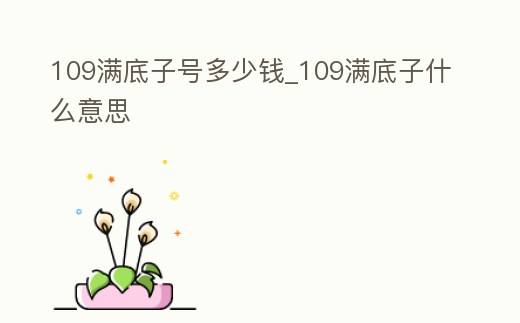 109滿底子號多少錢_109滿底子什么意思