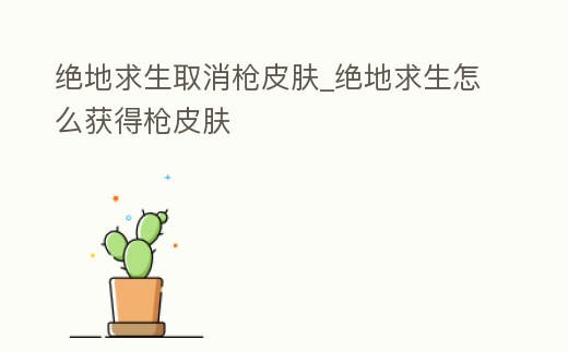 絕地求生取消槍皮膚_絕地求生怎么獲得槍皮膚