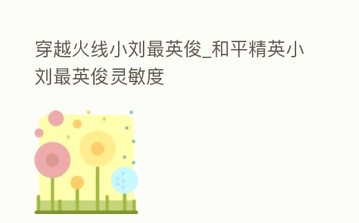 穿越火線小劉最英俊_和平精英小劉最英俊靈敏度