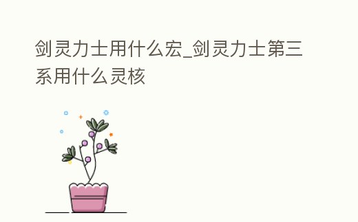 劍靈力士用什么宏_劍靈力士第三系用什么靈核