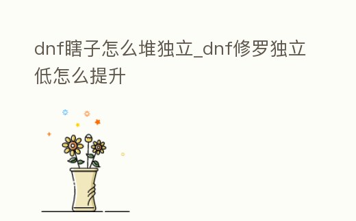 dnf瞎子怎么堆獨立_dnf修羅獨立低怎么提升