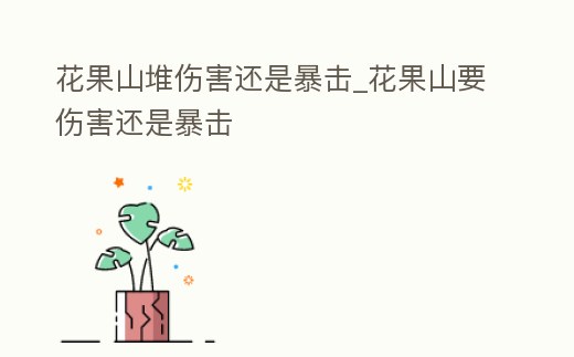 花果山堆傷害還是暴擊_花果山要傷害還是暴擊