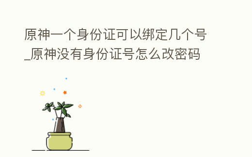 原神一個身份證可以綁定幾個號_原神沒有身份證號怎么改密碼