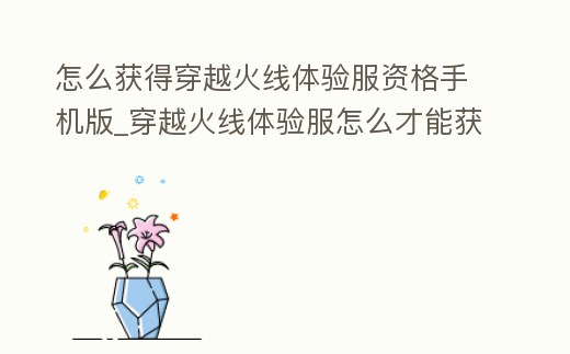 怎么獲得穿越火線體驗服資格手機版_穿越火線體驗服怎么才能獲得