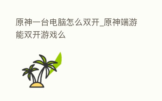 原神一臺電腦怎么雙開_原神端游能雙開游戲么