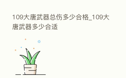 109大唐武器總傷多少合格_109大唐武器多少合適