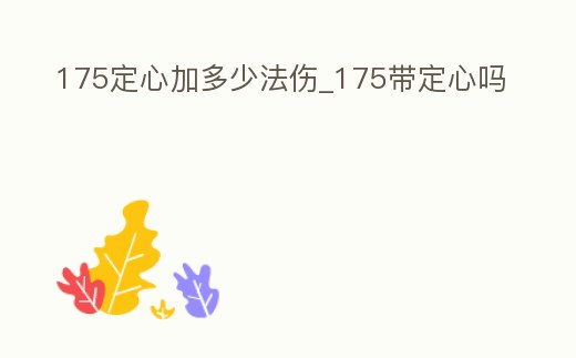 175定心加多少法傷_175帶定心嗎