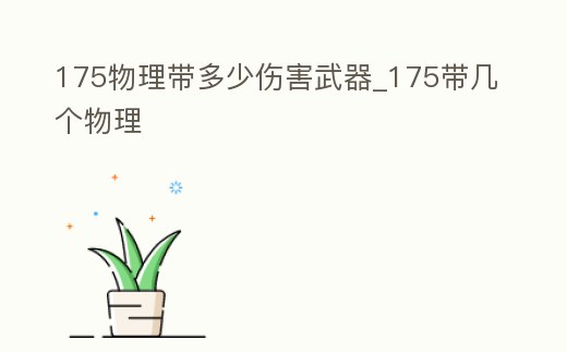 175物理帶多少傷害武器_175帶幾個物理