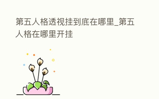 第五人格透視掛到底在哪里_第五人格在哪里開掛