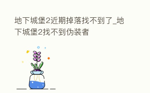 地下城堡2近期掉落找不到了_地下城堡2找不到偽裝者