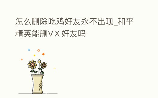 怎么刪除吃雞好友永不出現_和平精英能刪VⅩ好友嗎