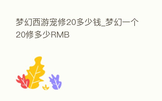 夢幻西游寵修20多少錢_夢幻一個20修多少RMB
