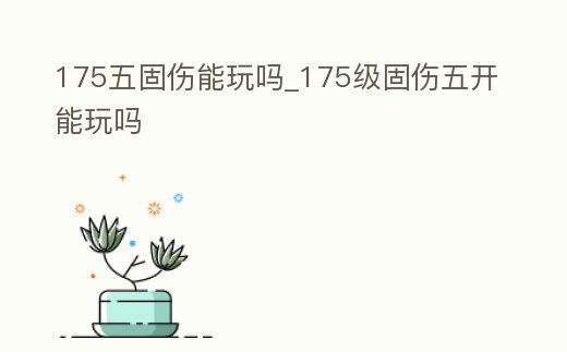 175五固傷能玩嗎_175級(jí)固傷五開(kāi)能玩嗎