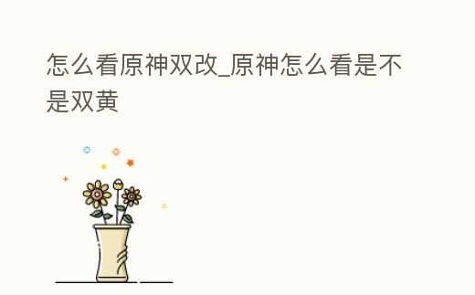怎么看原神雙改_原神怎么看是不是雙黃