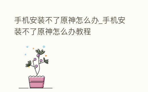 手機安裝不了原神怎么辦_手機安裝不了原神怎么辦教程