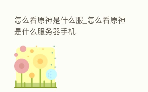 怎么看原神是什么服_怎么看原神是什么服務(wù)器手機(jī)